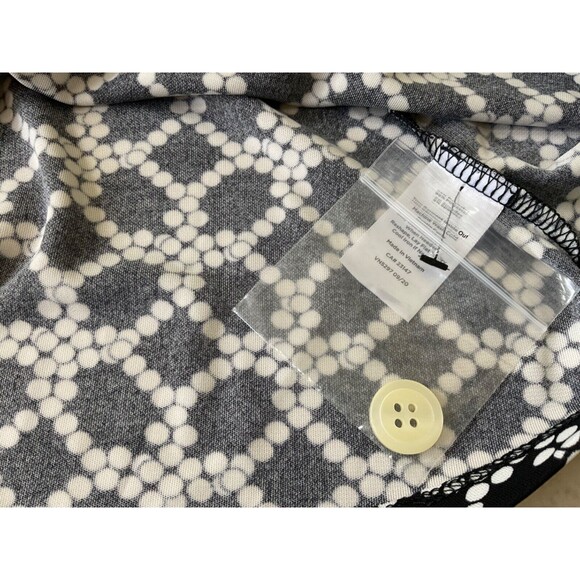 NWT Talbots M Black White Dot Print Faux Wrap belted Dress button accents - Picture 10 of 12